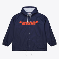 Chicago Bears Coaches Full-Snap Hooded Windbreaker Jacket Navy | Mitchell & Ness