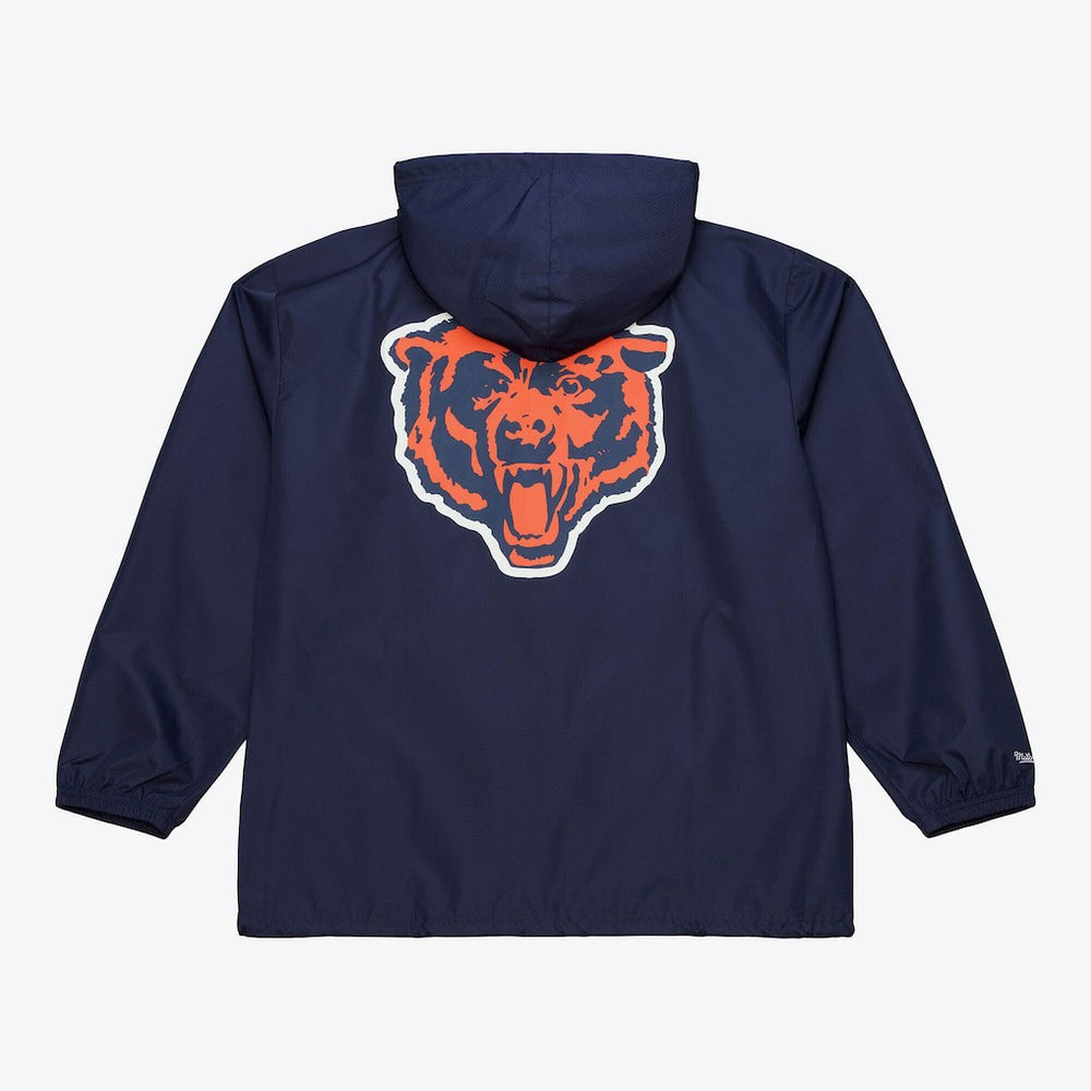 Chicago Bears Coaches Full-Snap Hooded Windbreaker Jacket Navy | Mitchell & Ness