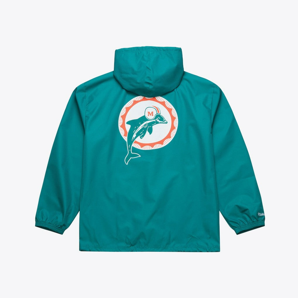 Miami Dolphins Coaches Full-Snap Hooded Windbreaker Jacket Aqua | Mitchell & Ness