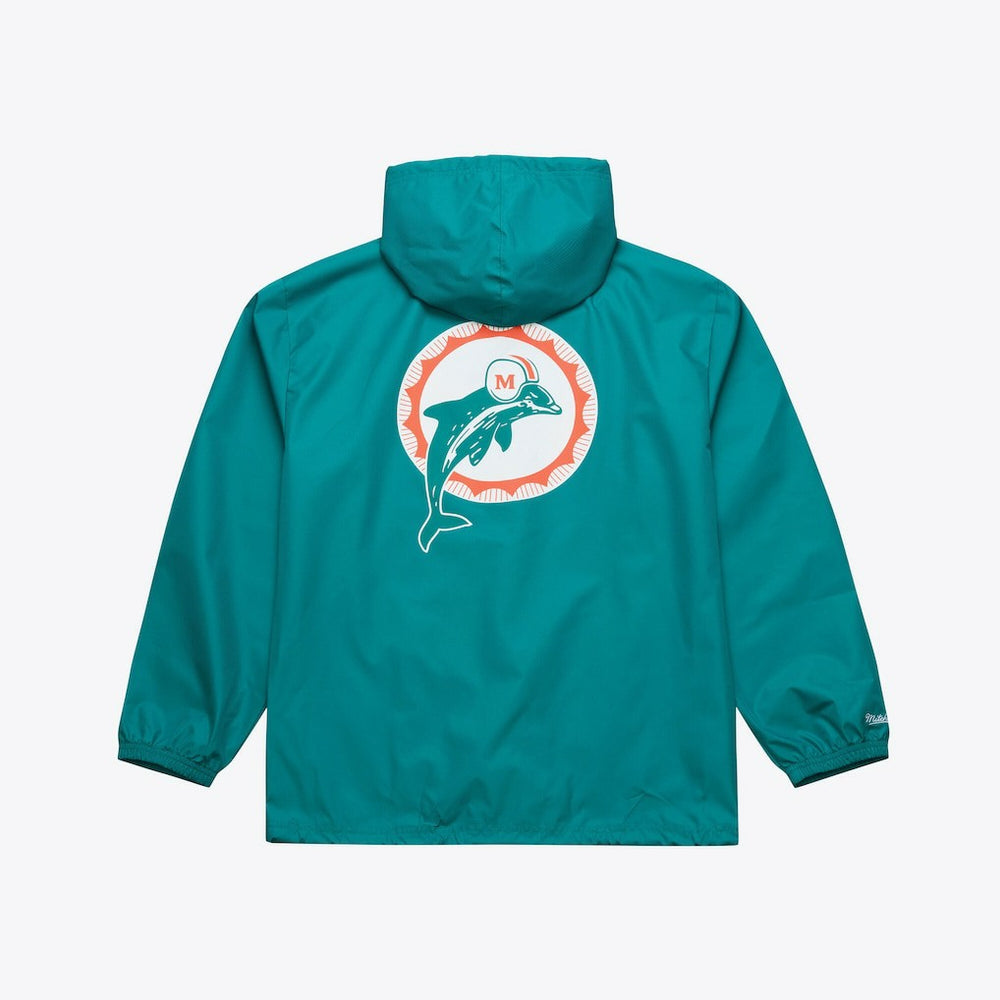 Miami Dolphins Coaches Full-Snap Hooded Windbreaker Jacket Aqua | Mitchell & Ness