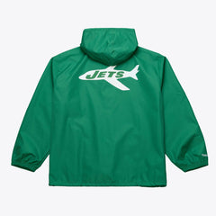 New York Jets Coaches Full-Snap Hooded Windbreaker Jacket Green | Mitchell & Ness