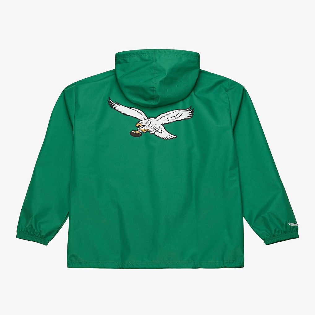 Philadelphia Eagles Coaches Full-Snap Hooded Windbreaker Jacket Kelly Green | Mitchell & Ness