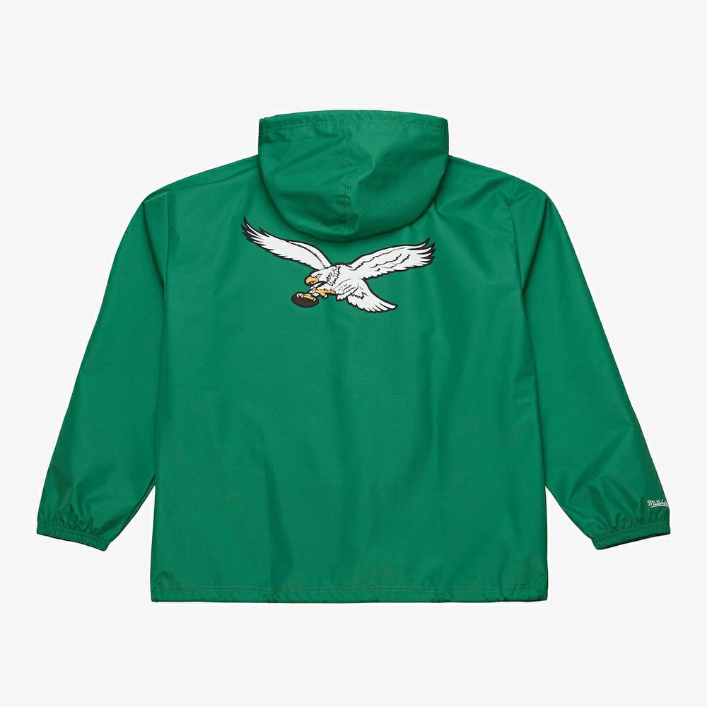 Philadelphia Eagles Coaches Full-Snap Hooded Windbreaker Jacket Kelly Green | Mitchell & Ness