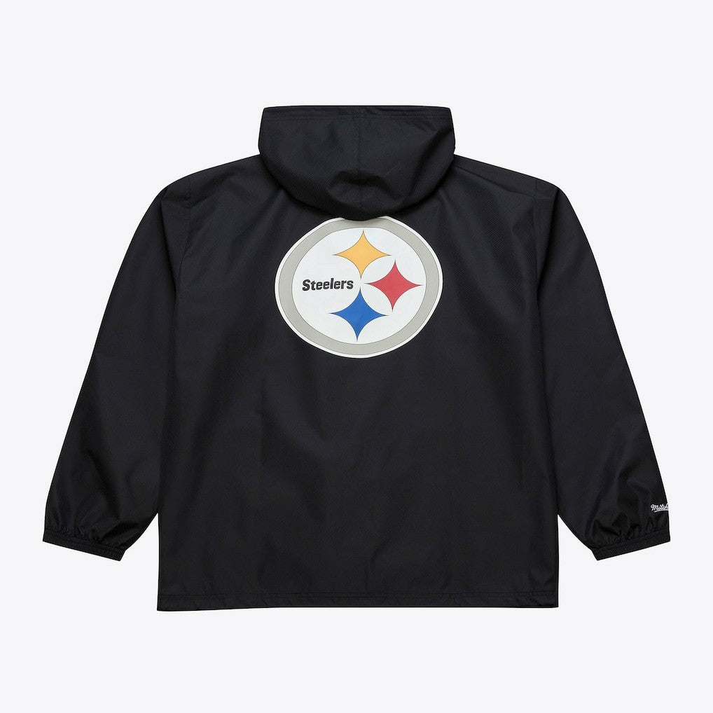Pittsburgh Steelers Coaches Full-Snap Hooded Windbreaker Jacket Black | Mitchell & Ness