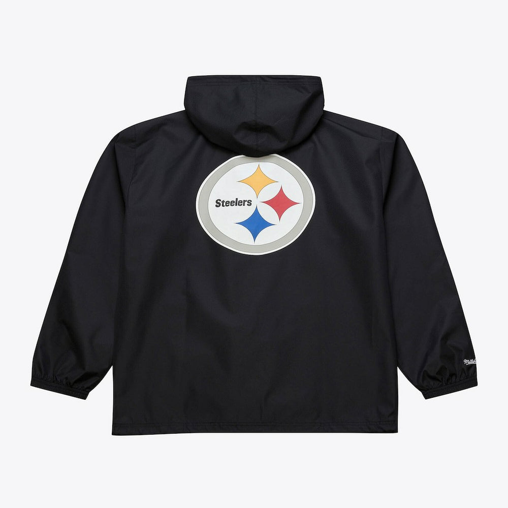 Pittsburgh Steelers Coaches Full-Snap Hooded Windbreaker Jacket Black | Mitchell & Ness