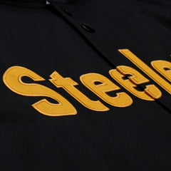 Pittsburgh Steelers Coaches Full-Snap Hooded Windbreaker Jacket Black | Mitchell & Ness