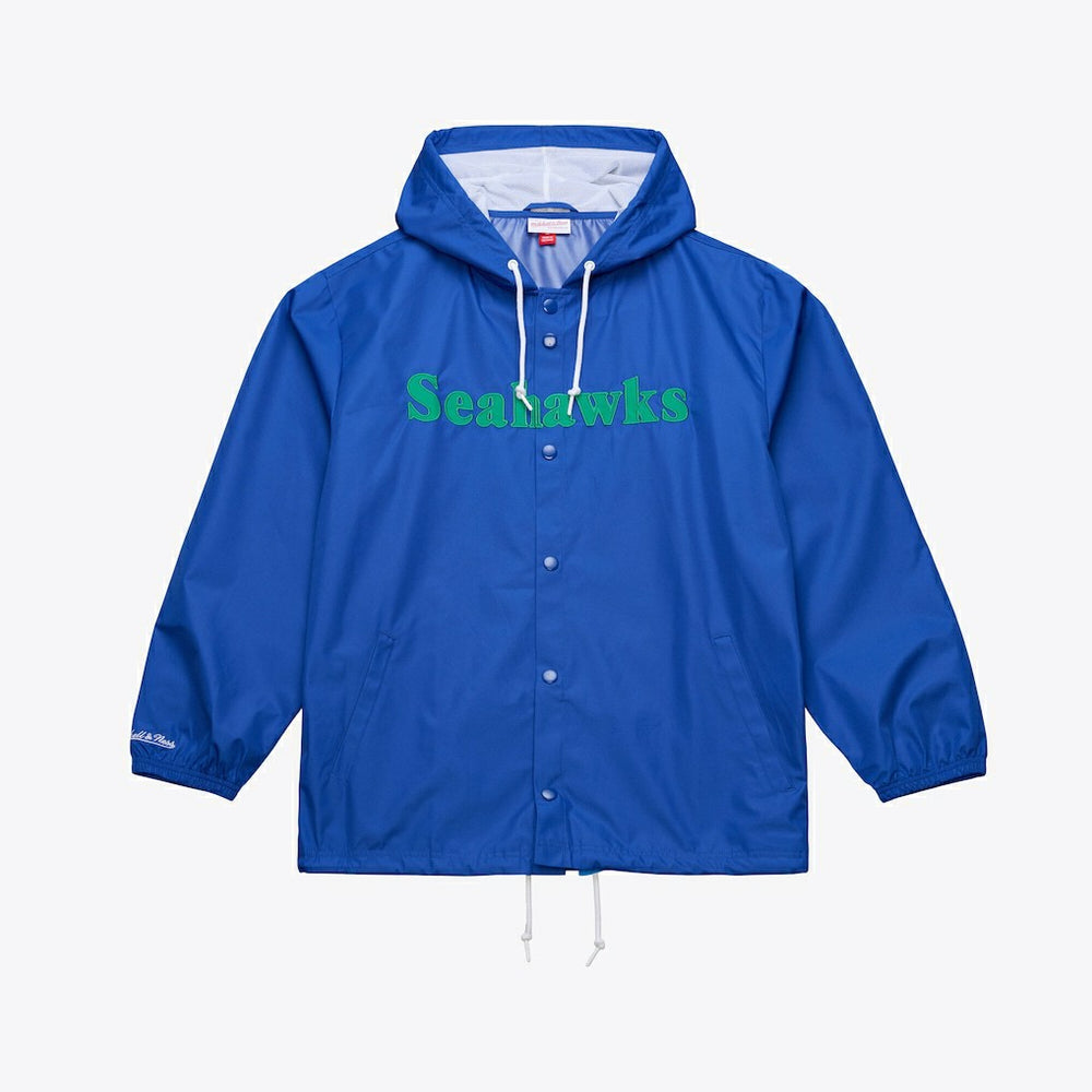 Seattle Seahawks Coaches Full-Snap Hooded Windbreaker Jacket Royal | Mitchell & Ness