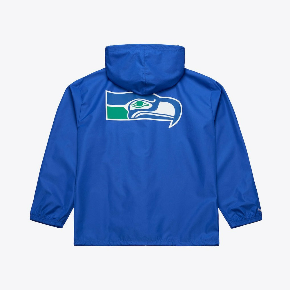 Seattle Seahawks Coaches Full-Snap Hooded Windbreaker Jacket Royal | Mitchell & Ness