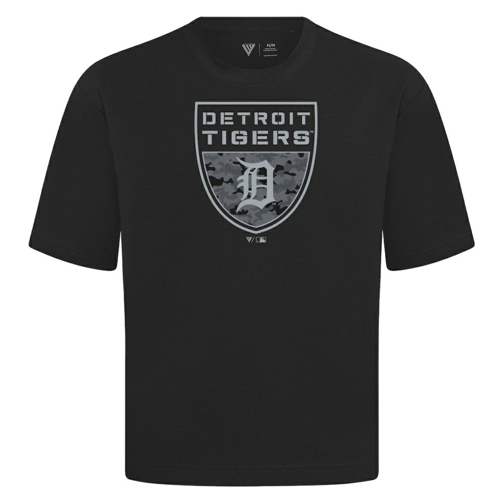 Detroit Tigers Levelwear Oversized Luxe Signature Knit Buckler T-Shirt - MLB