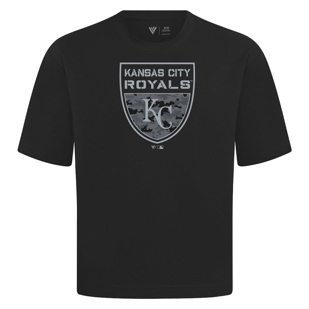 Kansas City Royals Levelwear Oversized Luxe Signature Knit Buckler T-Shirt - MLB