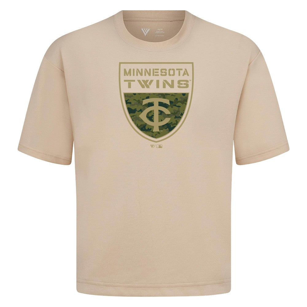 Minnesota Twins Levelwear Oversized Luxe Signature Knit Buckler T-Shirt - MLB