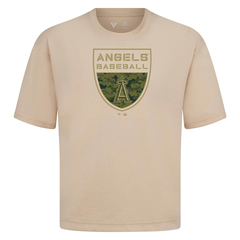 Los Angeles Angels Levelwear Oversized Luxe Signature Knit Buckler T-Shirt - MLB