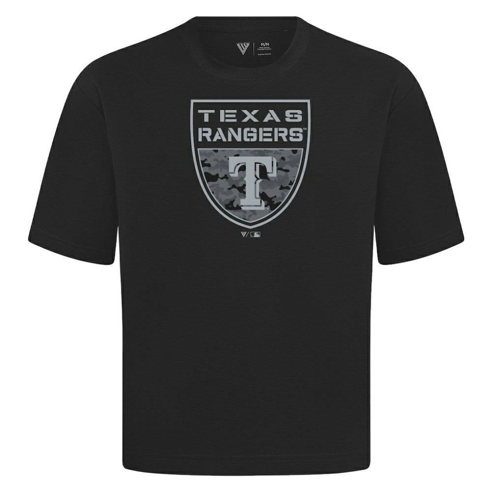 Texas Rangers Levelwear Oversized Luxe Signature Knit Buckler T-Shirt - MLB