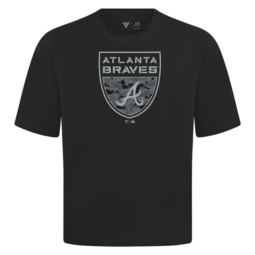 Atlanta Braves Levelwear Oversized Luxe Signature Knit Buckler T-Shirt - MLB