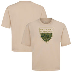 Miami Marlins Levelwear Oversized Luxe Signature Knit Buckler T-Shirt - MLB