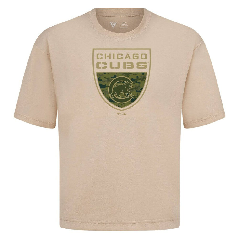 Chicago Cubs Levelwear Oversized Luxe Signature Knit Buckler T-Shirt - MLB