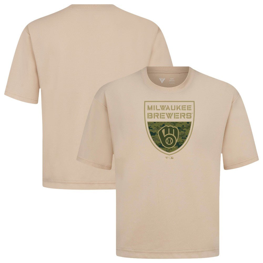 Milwaukee Brewers Levelwear Oversized Luxe Signature Knit Buckler T-Shirt - MLB