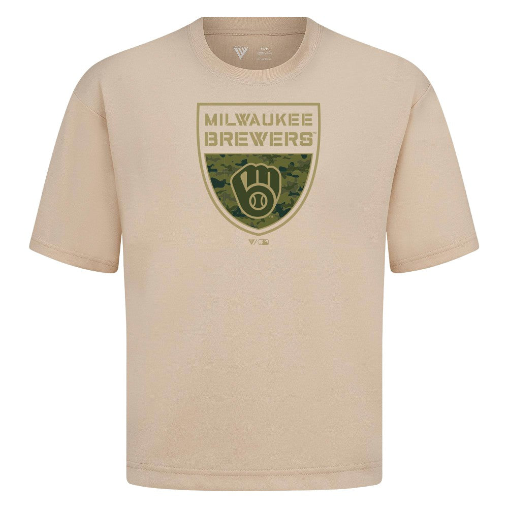 Milwaukee Brewers Levelwear Oversized Luxe Signature Knit Buckler T-Shirt - MLB