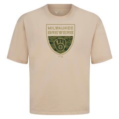 Milwaukee Brewers Levelwear Oversized Luxe Signature Knit Buckler T-Shirt - MLB
