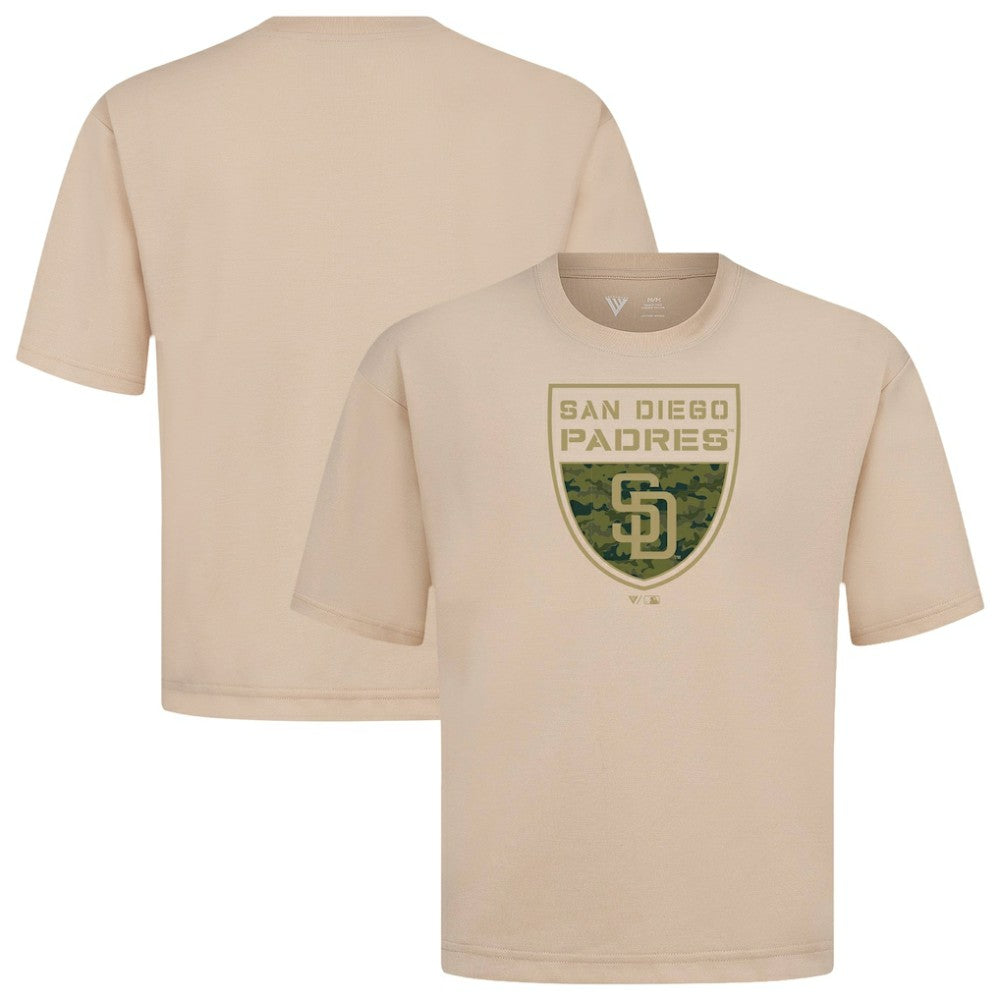 San Diego Padres Levelwear Oversized Luxe Signature Knit Buckler T-Shirt - MLB