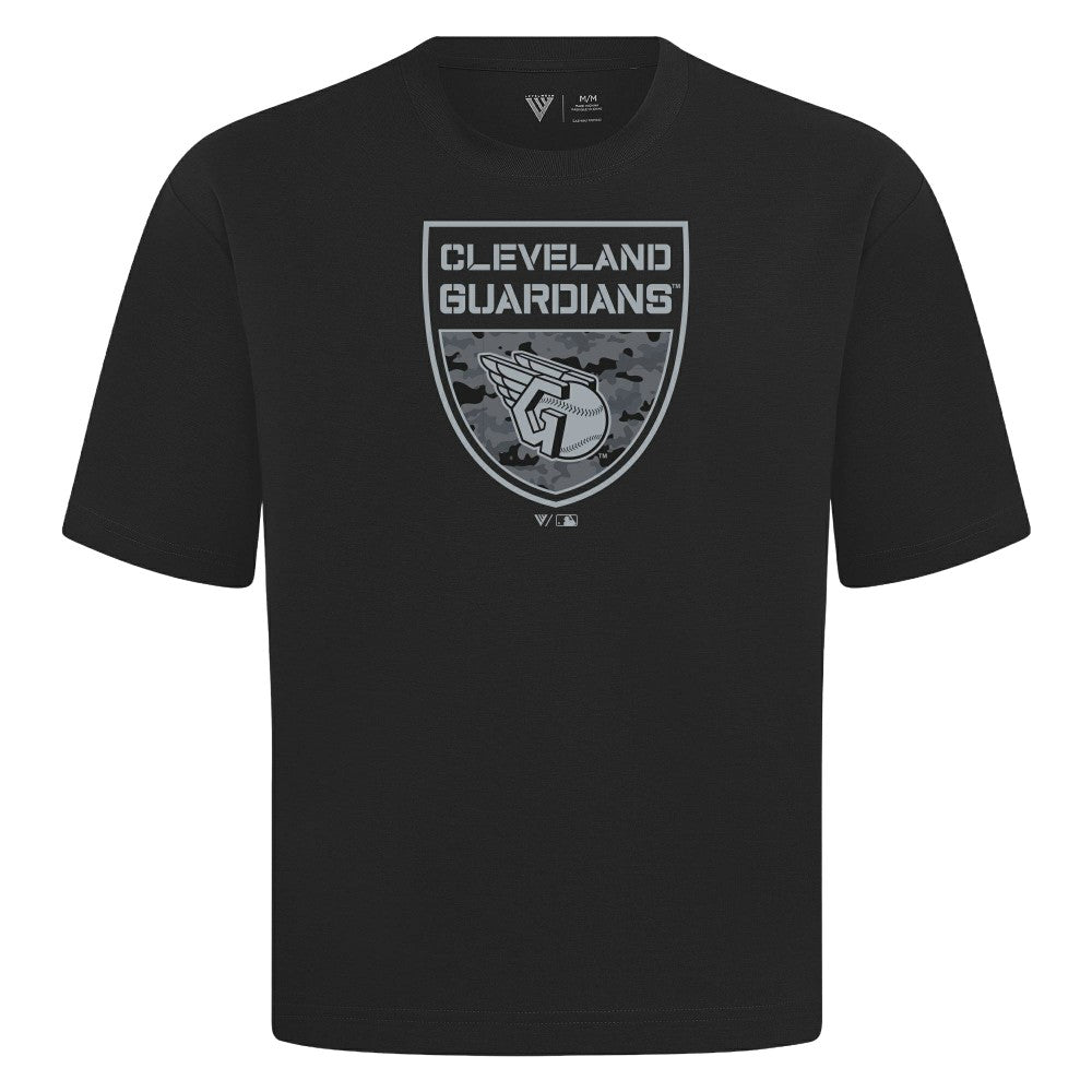 Cleveland Guardians Levelwear Oversized Luxe Signature Knit Buckler T-Shirt - MLB
