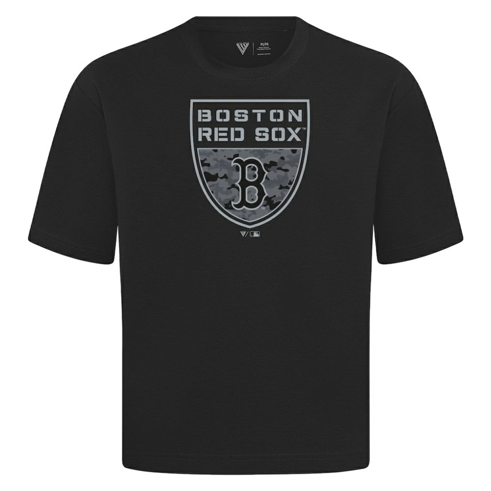 Boston Red Sox Levelwear Oversized Luxe Signature Knit Buckler T-Shirt - MLB
