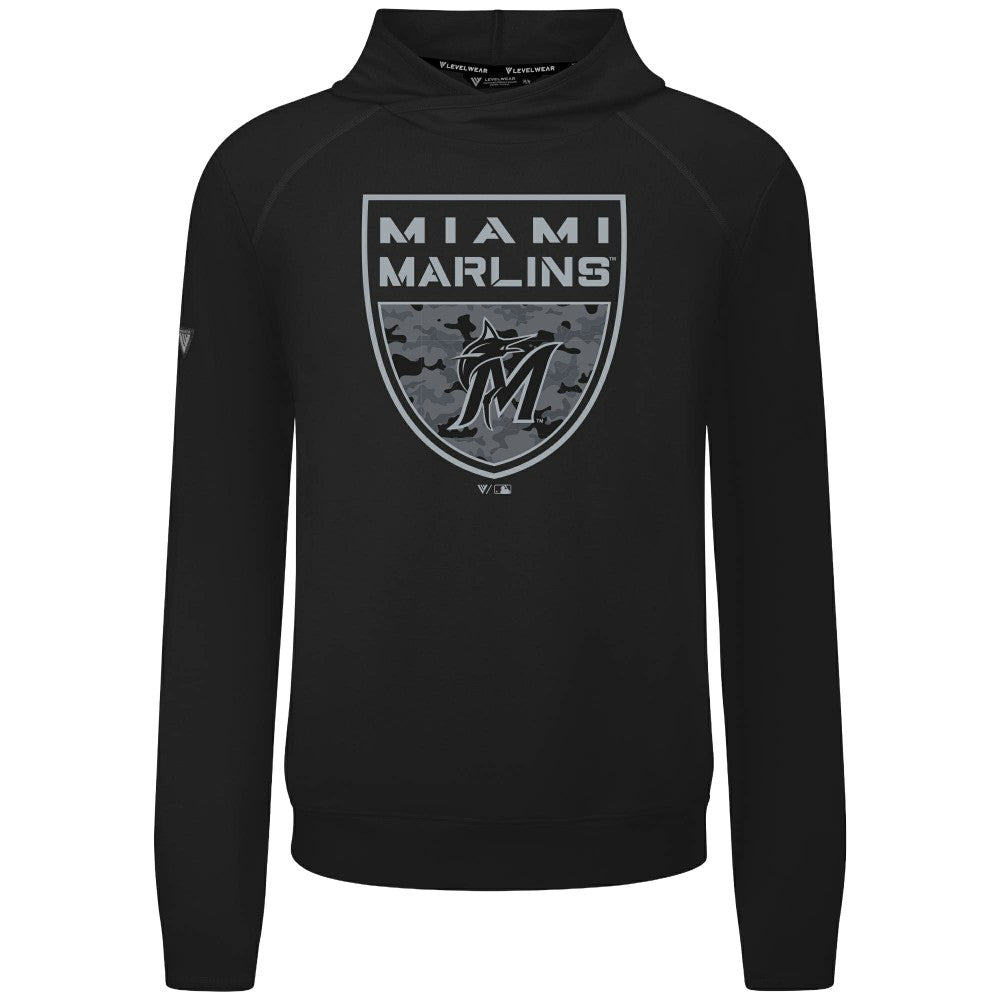 Miami Marlins Levelwear Mandate Buckler Tri-Blend Pullover Hoodie - MLB