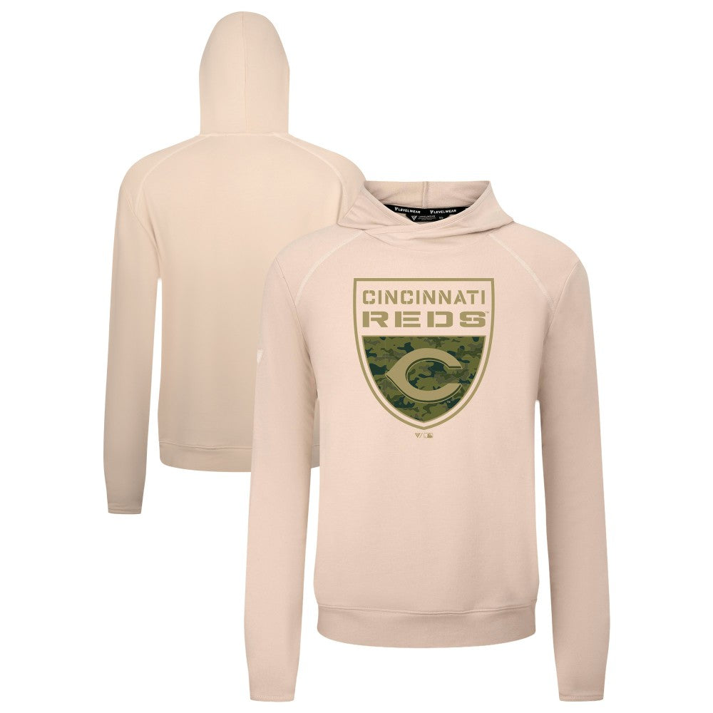 Cincinnati Reds Levelwear Mandate Buckler Tri-Blend Pullover Hoodie - MLB