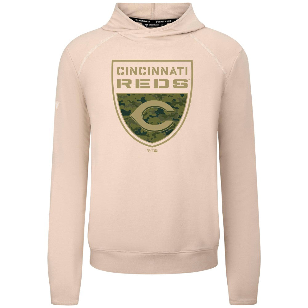 Cincinnati Reds Levelwear Mandate Buckler Tri-Blend Pullover Hoodie - MLB