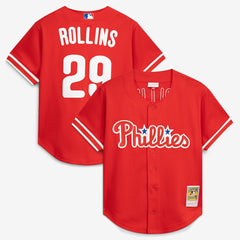Jimmy Rollins Philadelphia Phillies Mitchell & Ness Cooperstown Mesh Batting Practice Button-Up Jersey - MLB