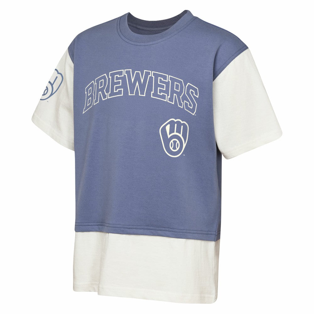 Milwaukee Brewers Outerstuff Youth Ultimate Pastels Premium Double Run T-Shirt - MLB
