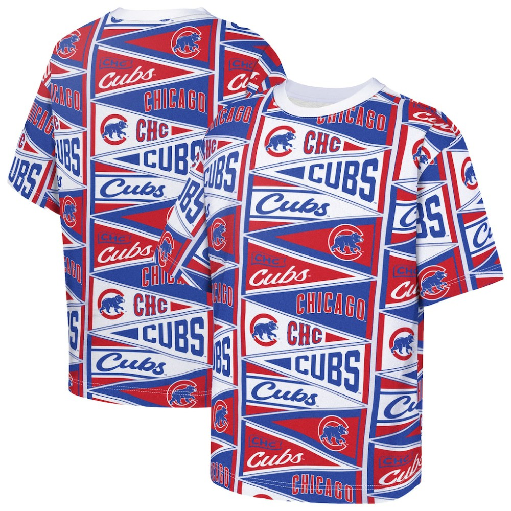Chicago Cubs Outerstuff Youth All-Over Pennant T-Shirt - MLB