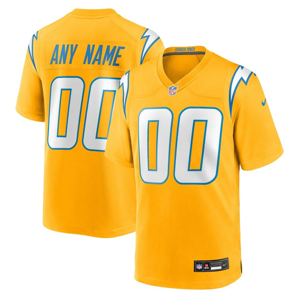 Los Angeles Chargers Alternate Charger Power Game Custom Jersey Gold | Nike for Sale