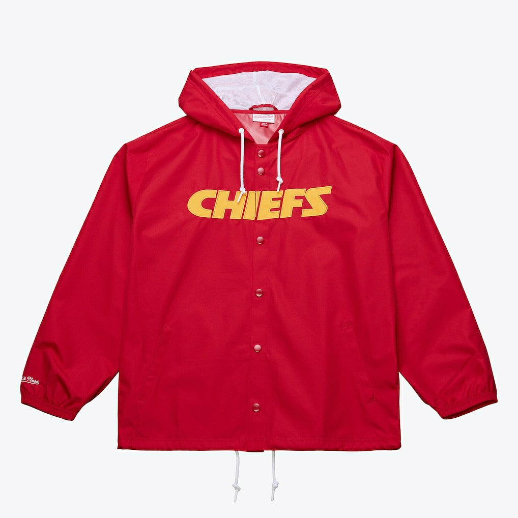 Kansas City Chiefs Coaches Full-Snap Hooded Windbreaker Jacket Red | Mitchell & Ness