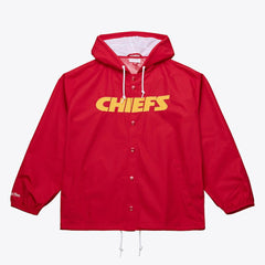 Kansas City Chiefs Coaches Full-Snap Hooded Windbreaker Jacket Red | Mitchell & Ness