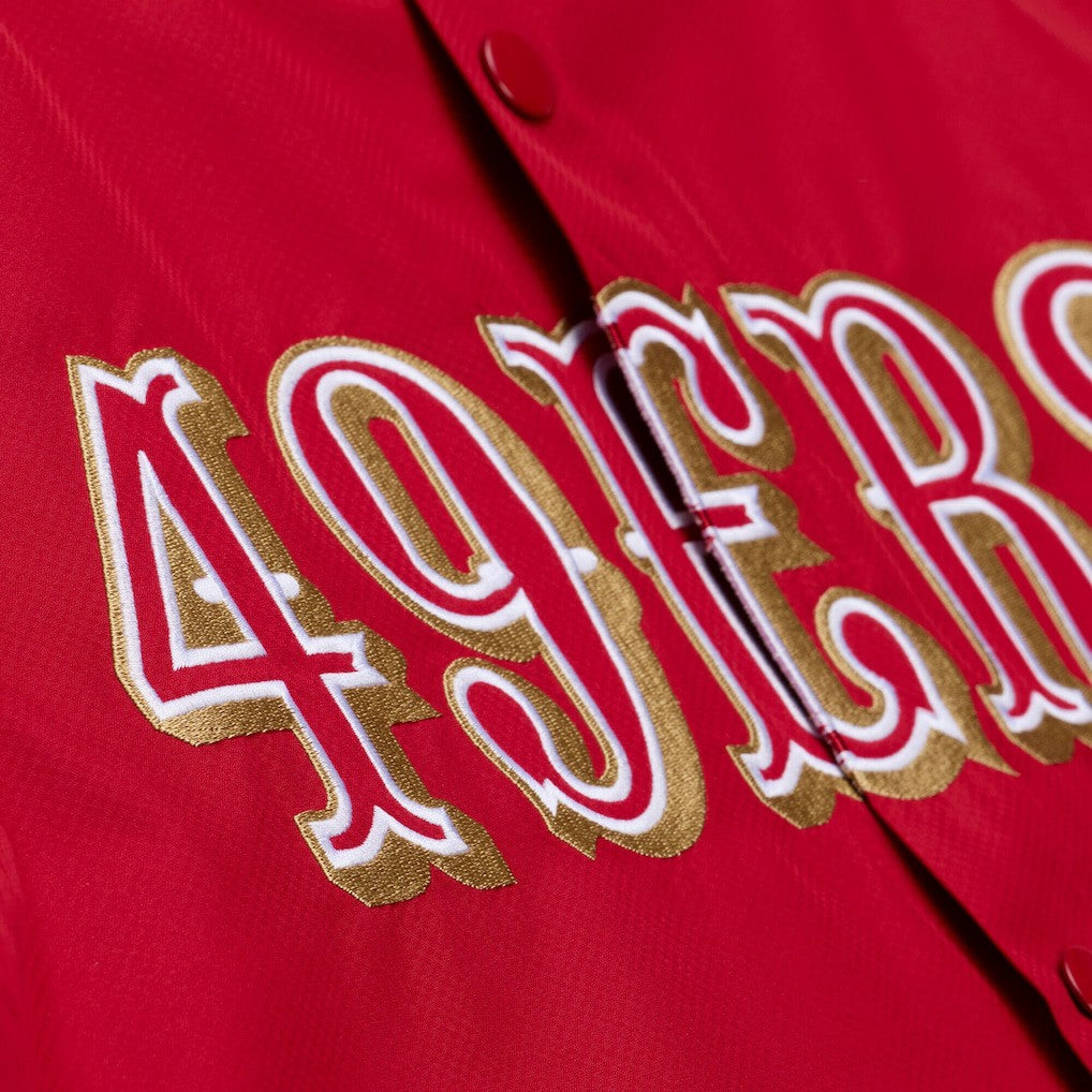 San Francisco 49ers Coaches Full-Snap Hooded Windbreaker Jacket Scarlet | Mitchell & Ness