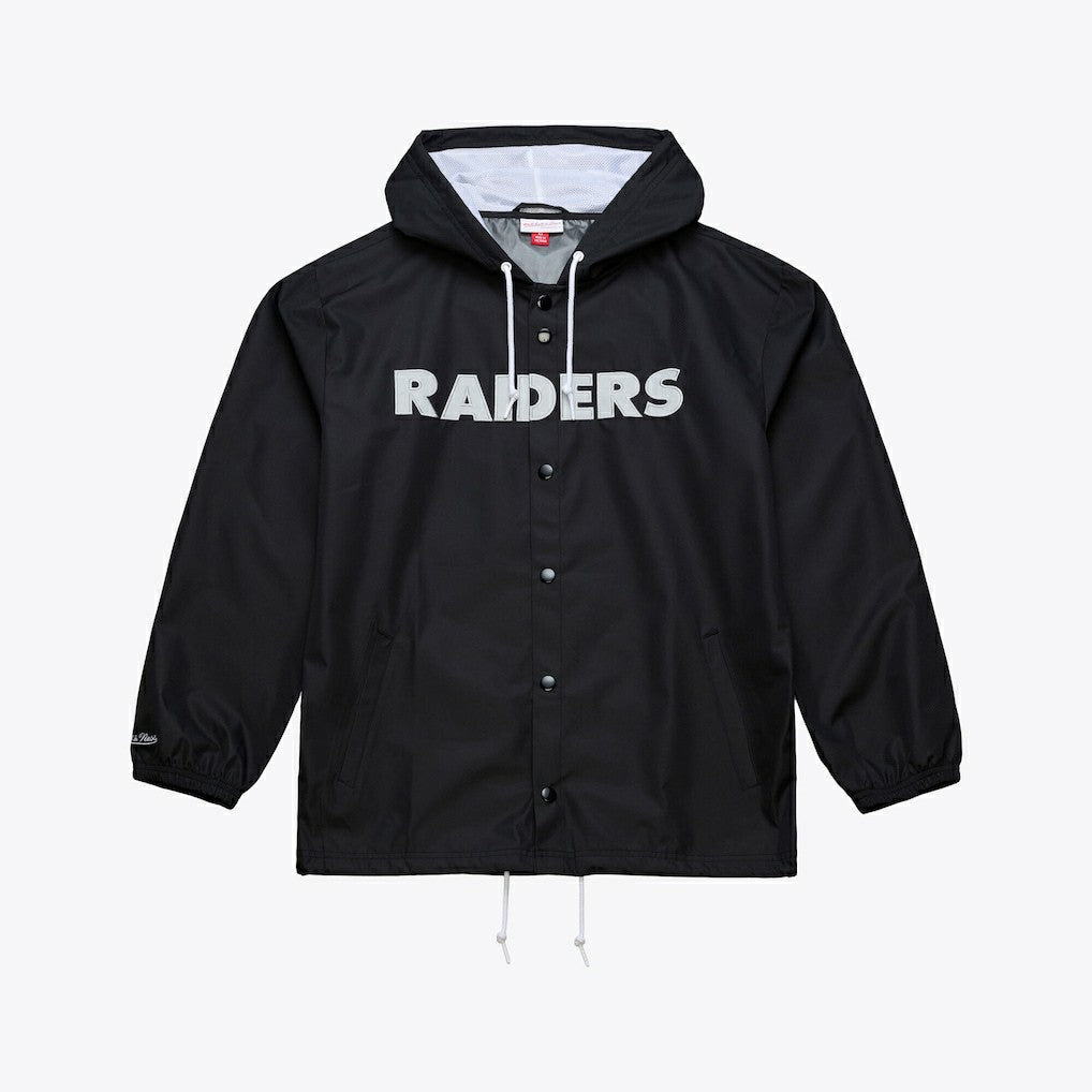 Las Vegas Raiders Coaches Full-Snap Hooded Windbreaker Jacket Black | Mitchell & Ness