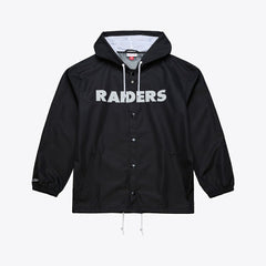 Las Vegas Raiders Coaches Full-Snap Hooded Windbreaker Jacket Black | Mitchell & Ness
