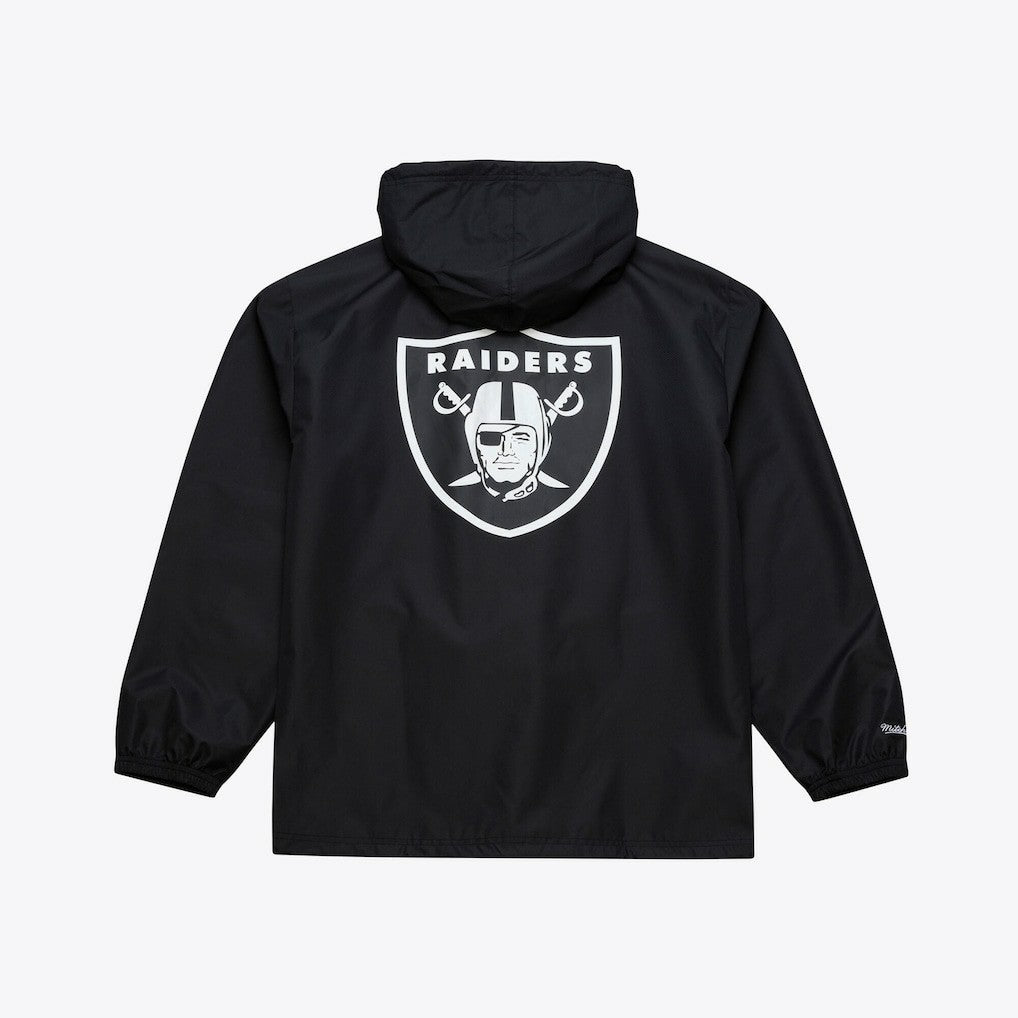 Las Vegas Raiders Coaches Full-Snap Hooded Windbreaker Jacket Black | Mitchell & Ness