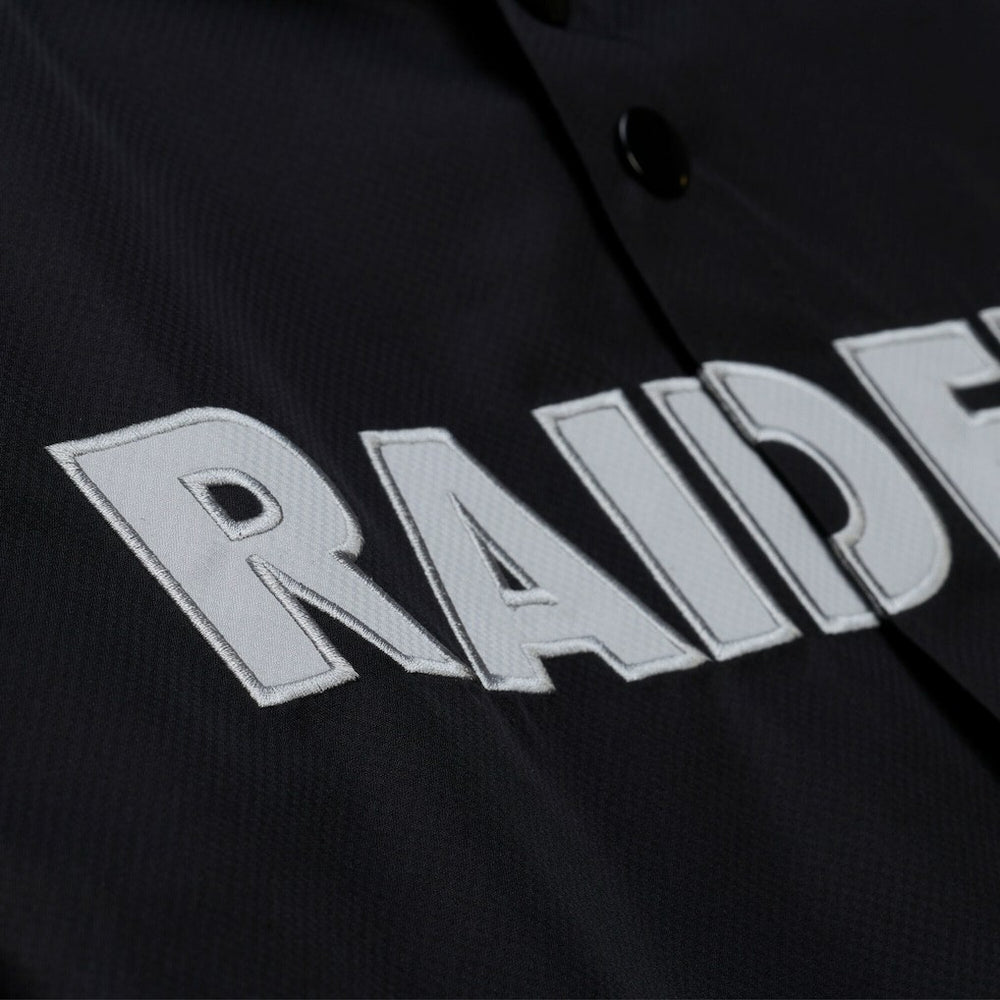 Las Vegas Raiders Coaches Full-Snap Hooded Windbreaker Jacket Black | Mitchell & Ness