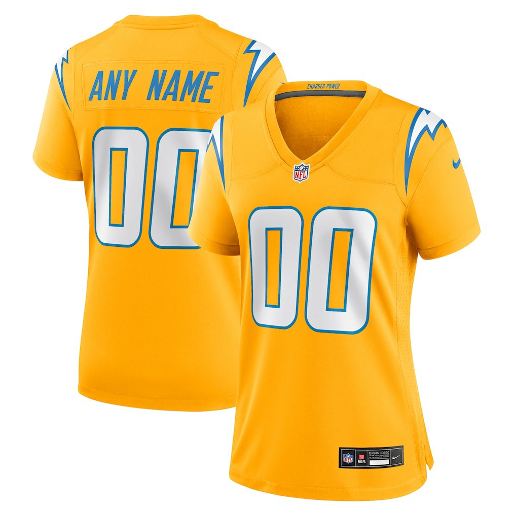 Los Angeles Chargers Women's Alternate Charger Power Game Custom Jersey Gold | Nike for Sale