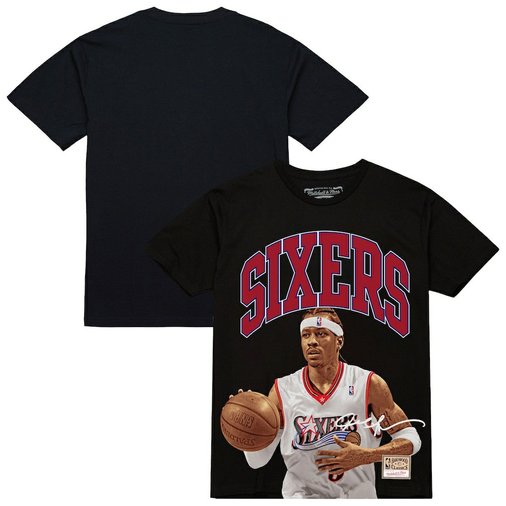 Allen Iverson Philadelphia 76ers Hardwood Classics Player Arch T-Shirt Black - NBA