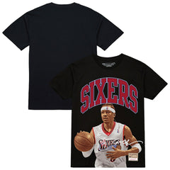 Allen Iverson Philadelphia 76ers Hardwood Classics Player Arch T-Shirt Black - NBA