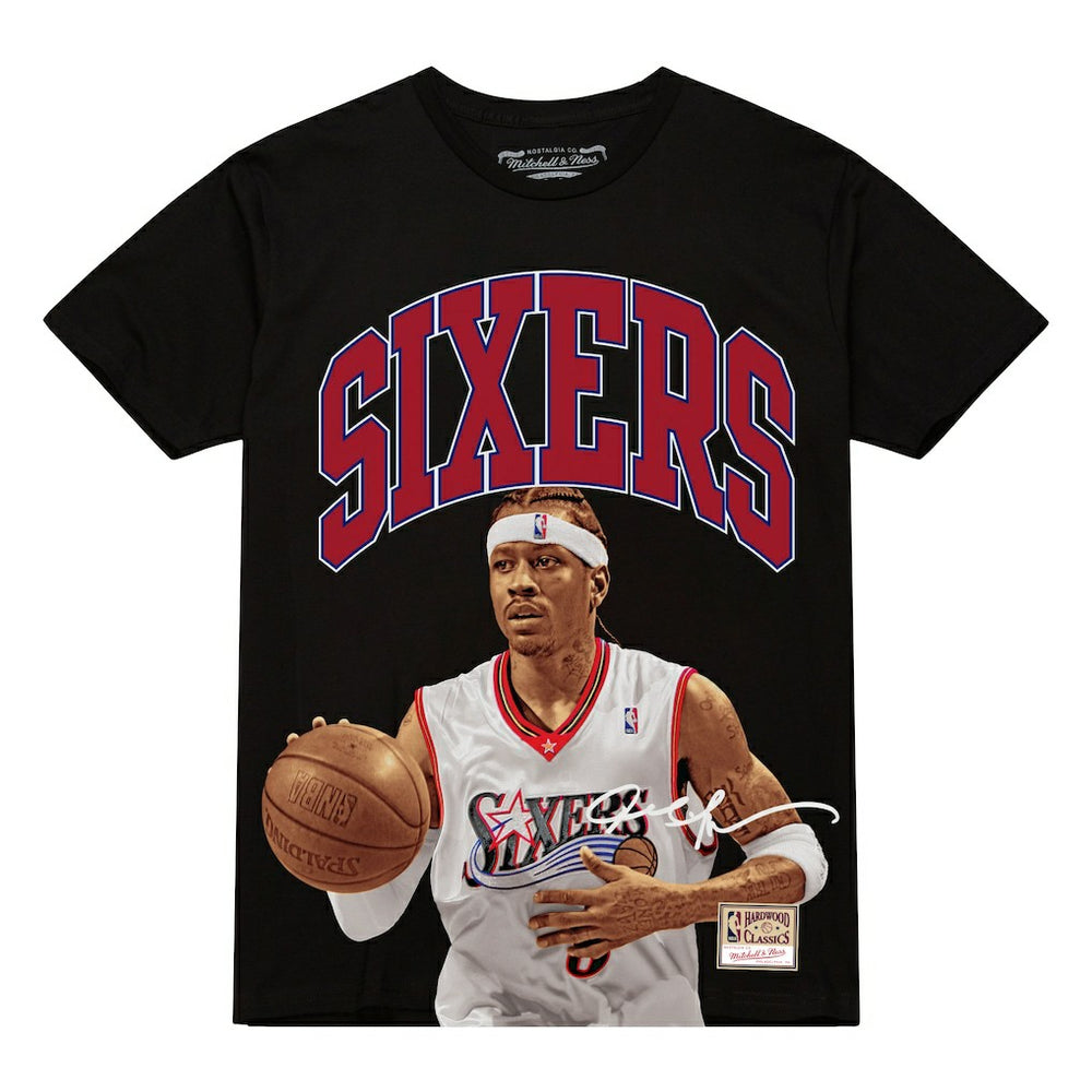Allen Iverson Philadelphia 76ers Hardwood Classics Player Arch T-Shirt Black - NBA