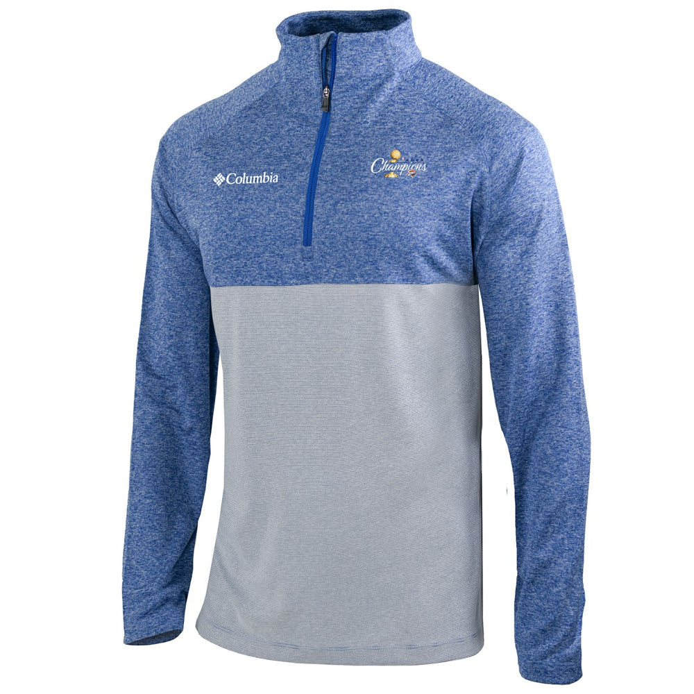 Oklahoma City Thunder 2025 NBA Finals Champions Rockin' It Raglan Omni-Wick Quarter-Zip Pullover Blue - NBA