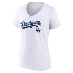 Los Angeles Dodgers Women's Team Lockup V-Neck T-Shirt - MLB