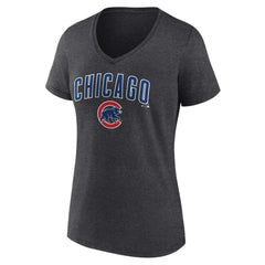 Chicago Cubs Women's Team Lockup V-Neck T-Shirt - MLB