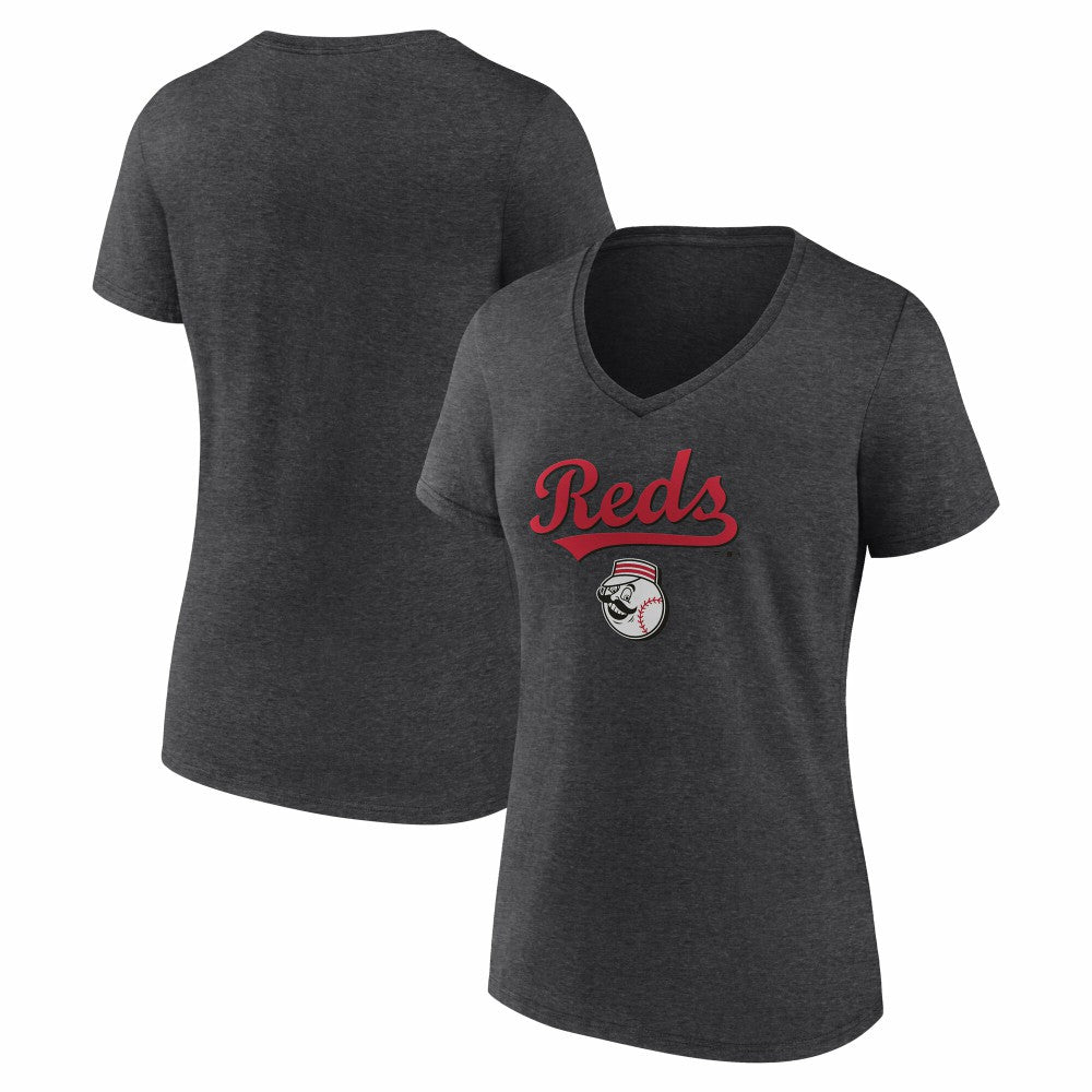 Cincinnati Reds Women's Team Lockup V-Neck T-Shirt - MLB