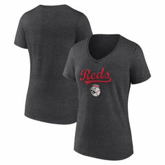 Cincinnati Reds Women's Team Lockup V-Neck T-Shirt - MLB