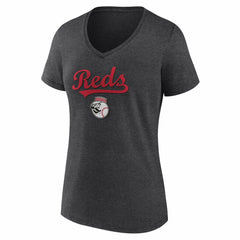 Cincinnati Reds Women's Team Lockup V-Neck T-Shirt - MLB